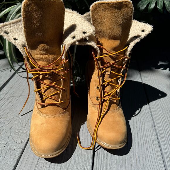 Timberland Amston Earthkeepers Beige Suede Wedge Boots Warm Weather Sport Wear - Picture 7 of 8